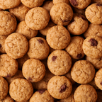 Mini chocolate chip cookies close-up; no text, logos or packaging