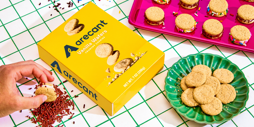 arecant Vanilla Wafers box with cookies and serving ideas